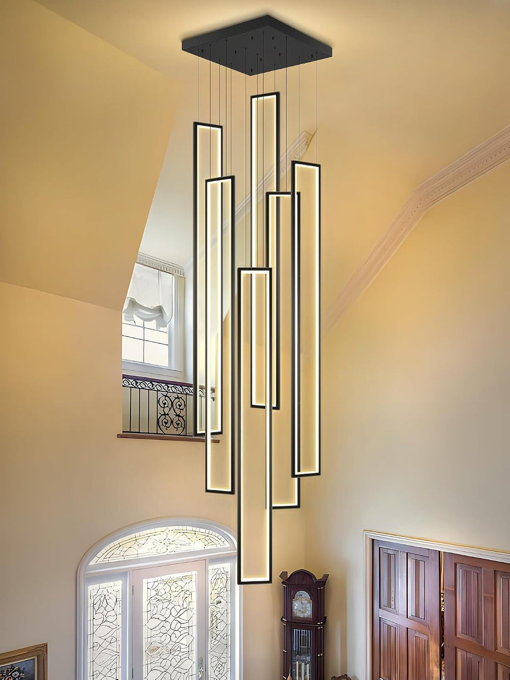 Flashing God Modern Led Chandelier,Black Chandeliers with 6 Ring for Foyer,La...