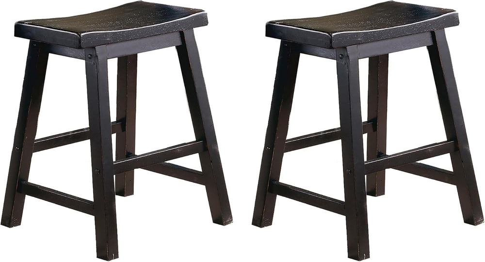 Homelegance Saddleback Solid Wood Kitchen Height Bar Stool Set Of 2 - Saddle ...