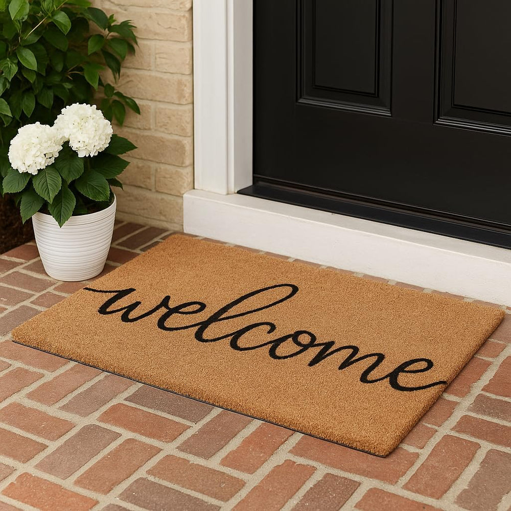 Casafoyer Natural Coir Front Door Mat 30 x 17 in, Non-Slip Indoor Outdoor Wel...
