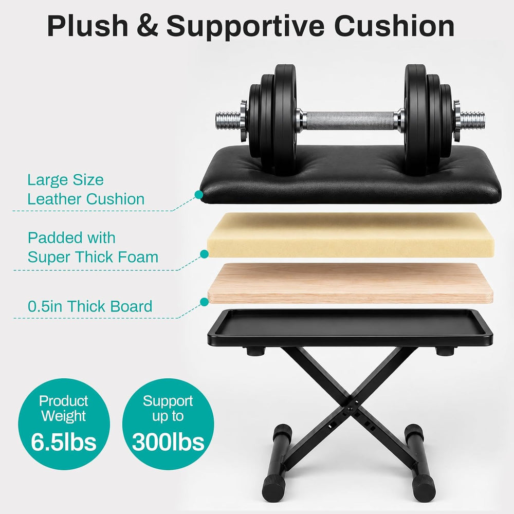 AODSK Keyboard Bench X-Style Cushion Padded,Piano Bench Adjustable Collapsibl...