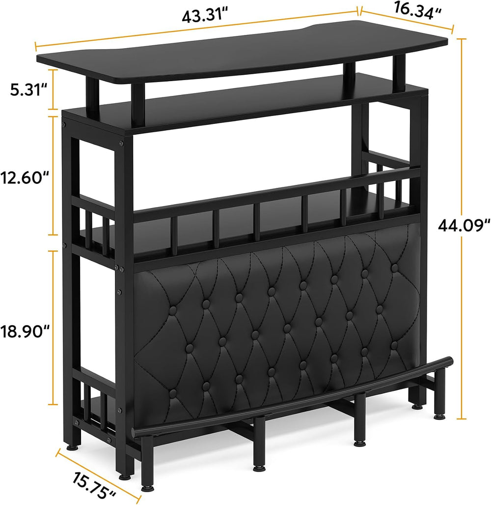 Tribesigns Home Bar Unit for Liquor, 44-Inch Bar Height Table with Storage, B...