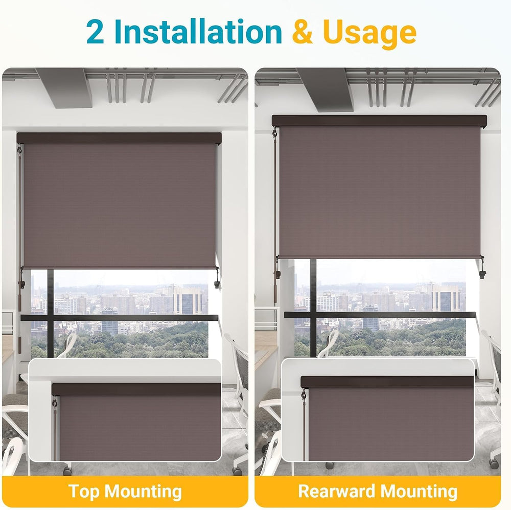 10'W x 8'H Integrated Outdoor Roller Shade for Sun & Privacy Prot...