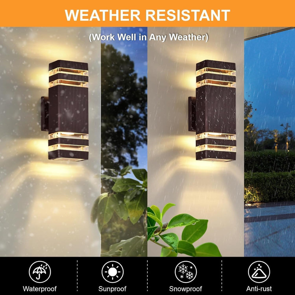Outdoor Wall Lights, 3 Pack Modern Exterior Light Fixtures Wall Mount, Black ...