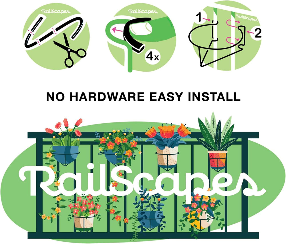 Bloem RailScapes Adjustable Floating Planter Hanger, Fits 0.5”-0.75” Balcony ...
