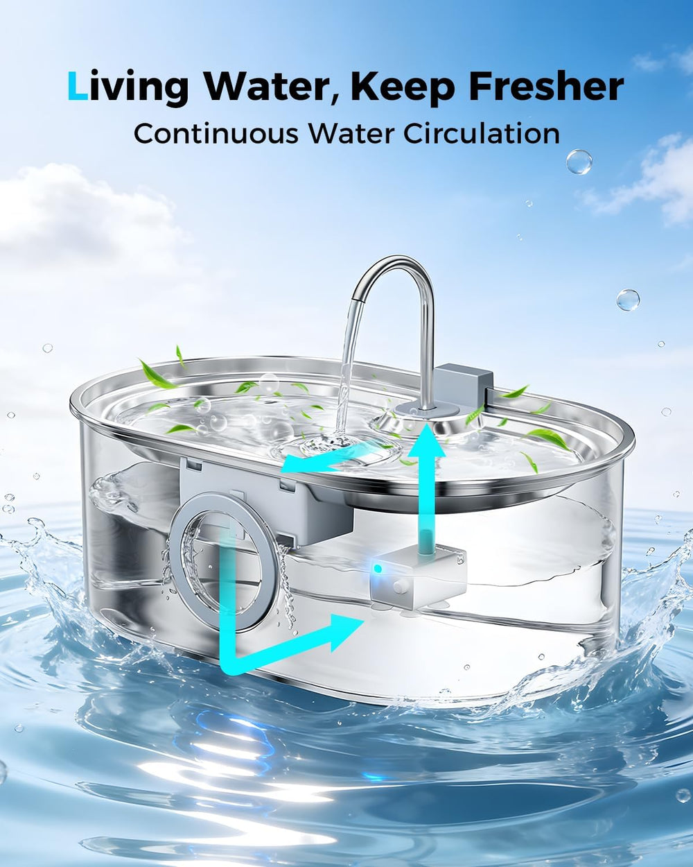 4.2Gal Extra Large Dog Water Fountain, 16L Stainless Steel Pet Water Fountain...