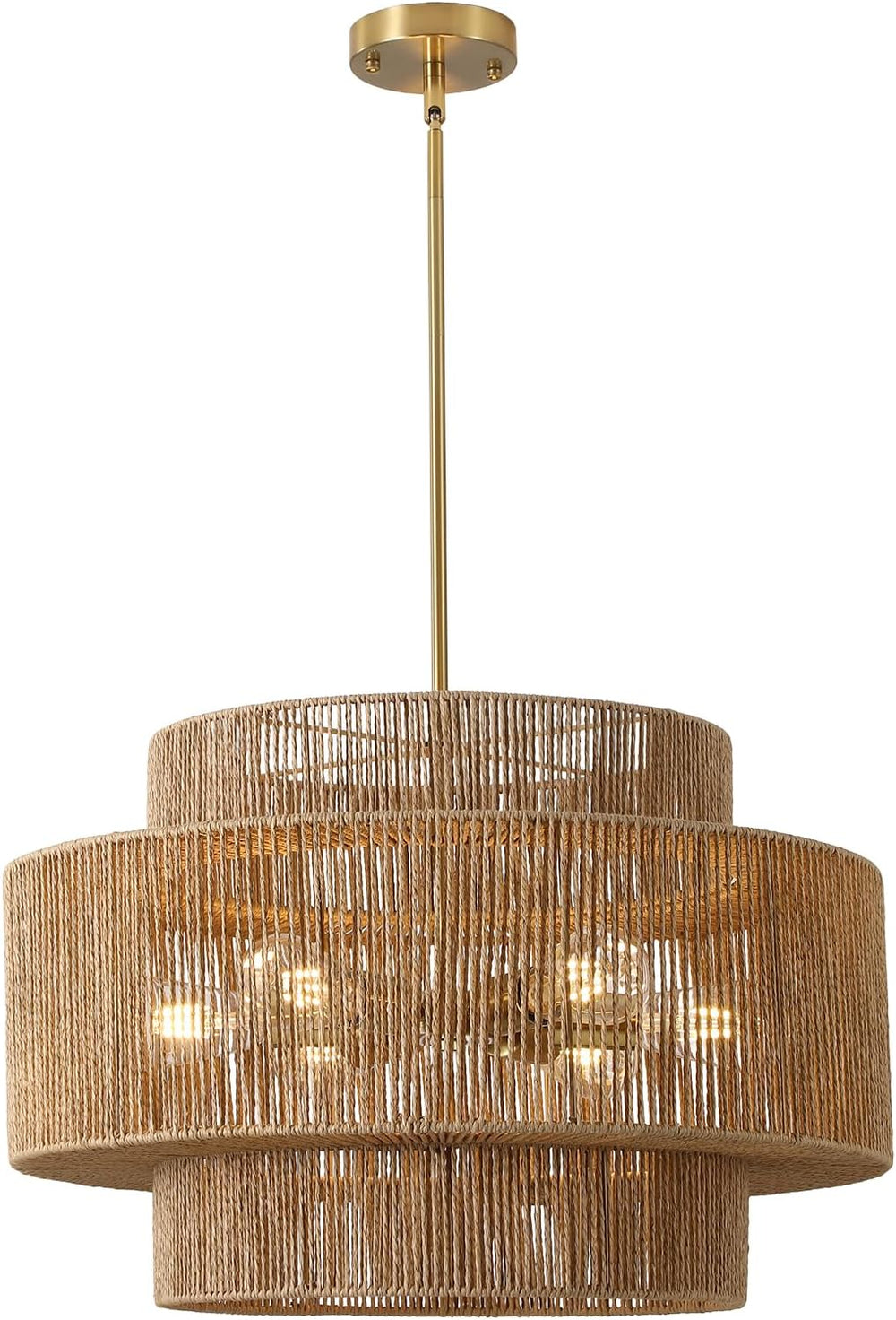 24" Large Boho Rattan Chandelier
