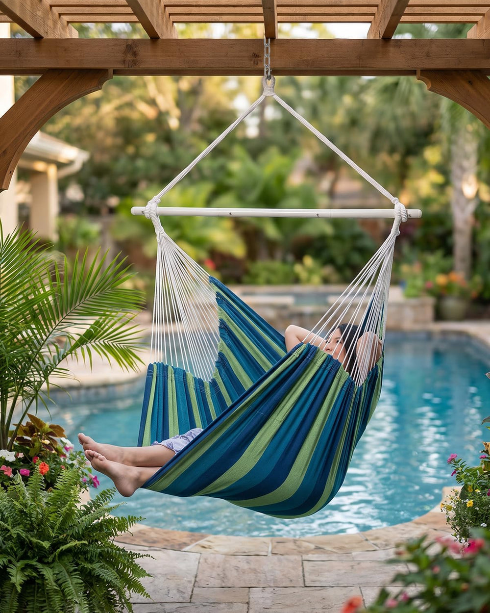 Lulladle 70.9"L XXL Hammock Chair Swing w/2 Cushions & Hardware Kit,...