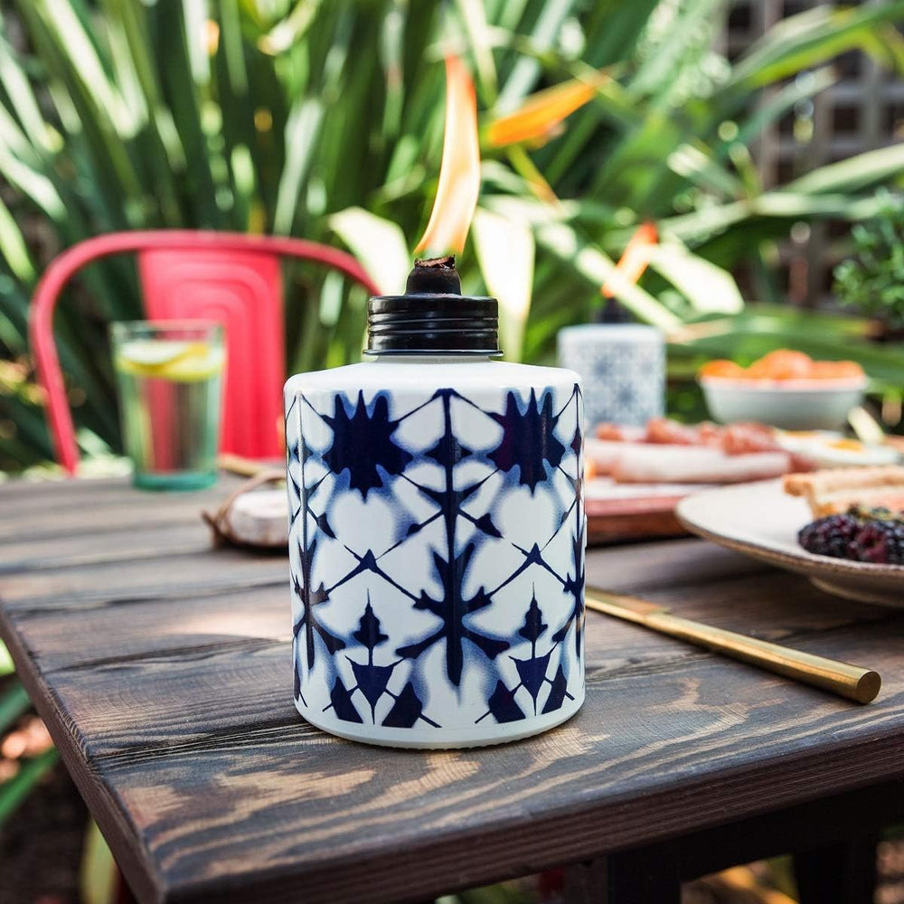 TIKI Glass Tie-Dye Tabletop Torches, 3-Pack – Decorative Outdoor TIKI Torches...