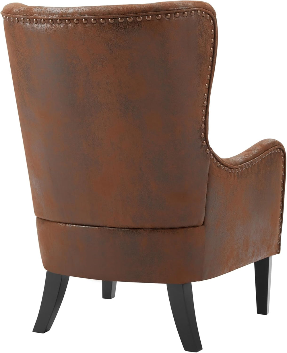 Mid-Century Modern Wingback Chairs Set of 2, Accent Club Chair with Nailhead ...