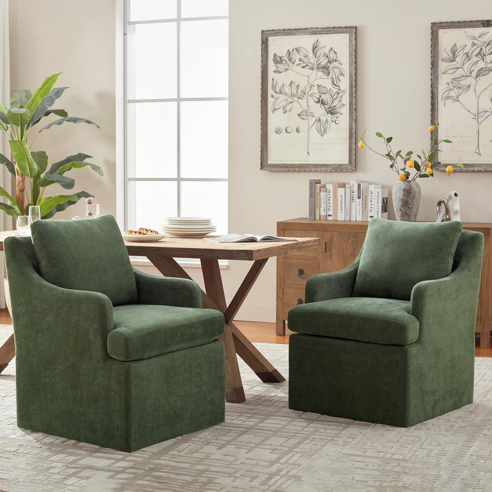 VKNOW Upholstered Dining Chairs Set of 4, Dining Room Chairs with Casters