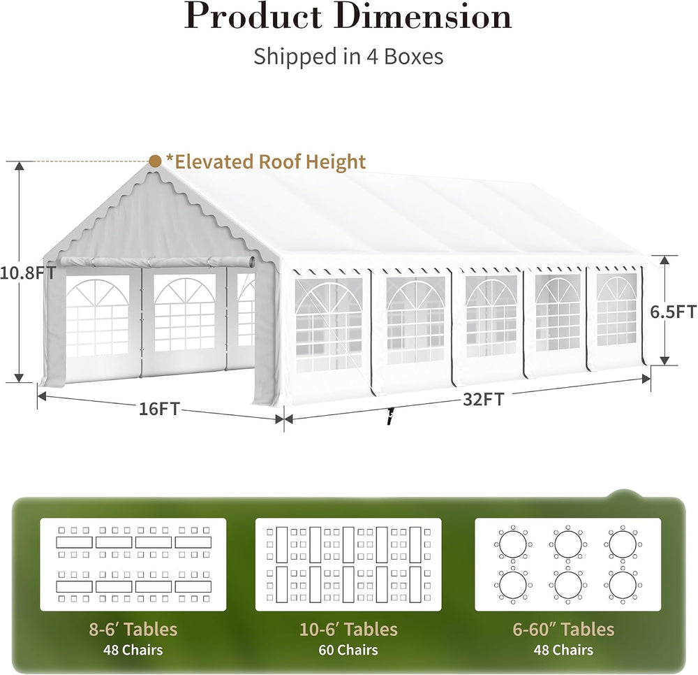 Sophia & William 16x32 Party Tents, Heavy Duty Event Tent for Parties