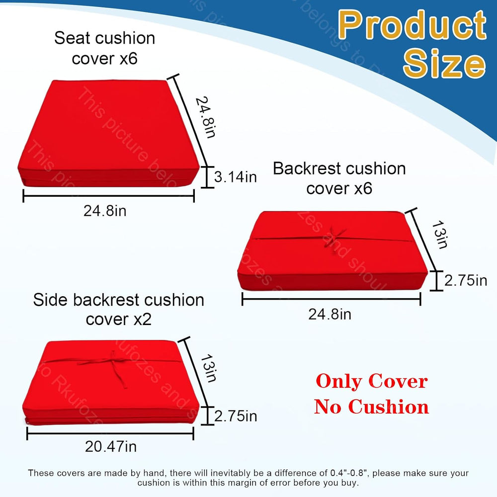 14Pcs Patio Cushion Covers, Furniture Cushion Slipcovers, 24.8"x24.8&quo...