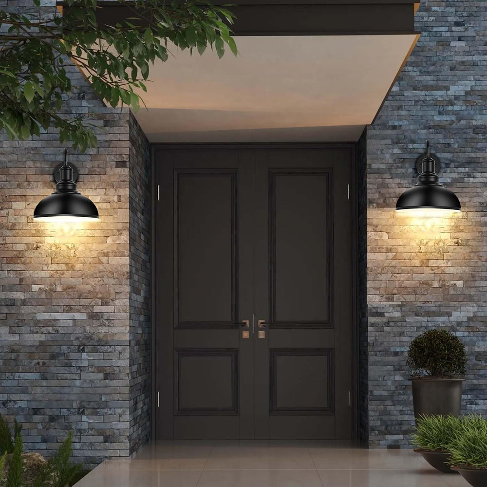 Outdoor Wall Sconces, Exterior Farmhouse Gooseneck Barn Light, Vintage Matte ...