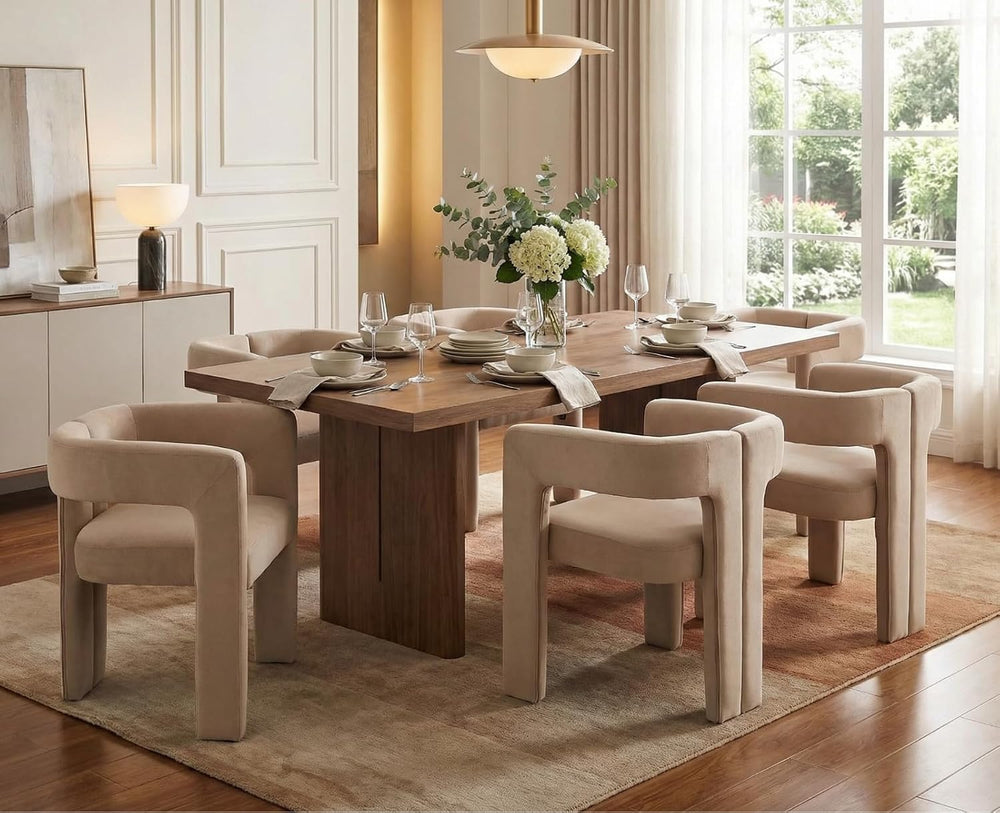 CIMOTA Modern Barrel Dining Chairs Set of 6, Velvet Fabric Upholstered Accent...