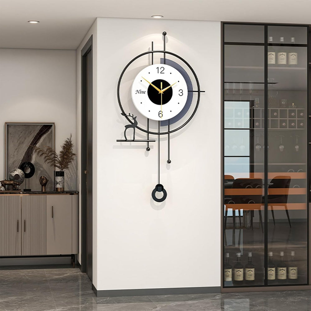 25" Modern Pendulum Wall Clock – Silent Non-Ticking Battery Design