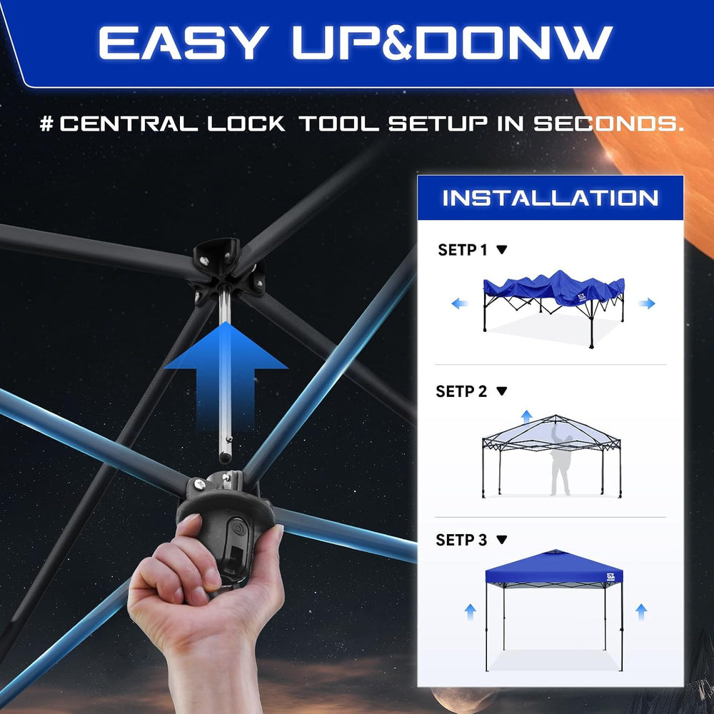 FANPAT 10x10 Pop Up Canopy Tent, Instant Portable Shelter, Blue 10x10