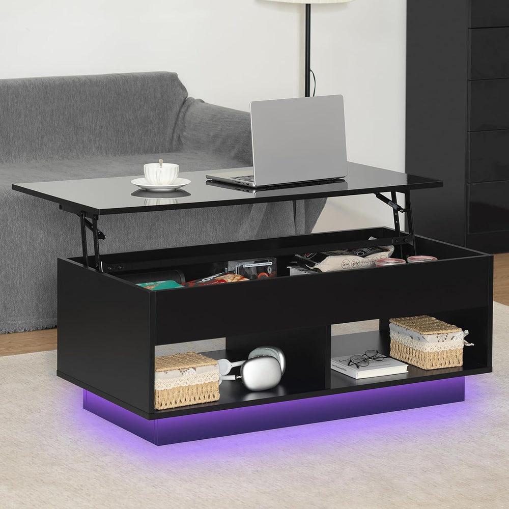 HOMMPA 40" Modern LED Coffee Table with Storage for Living Room, Lift To...