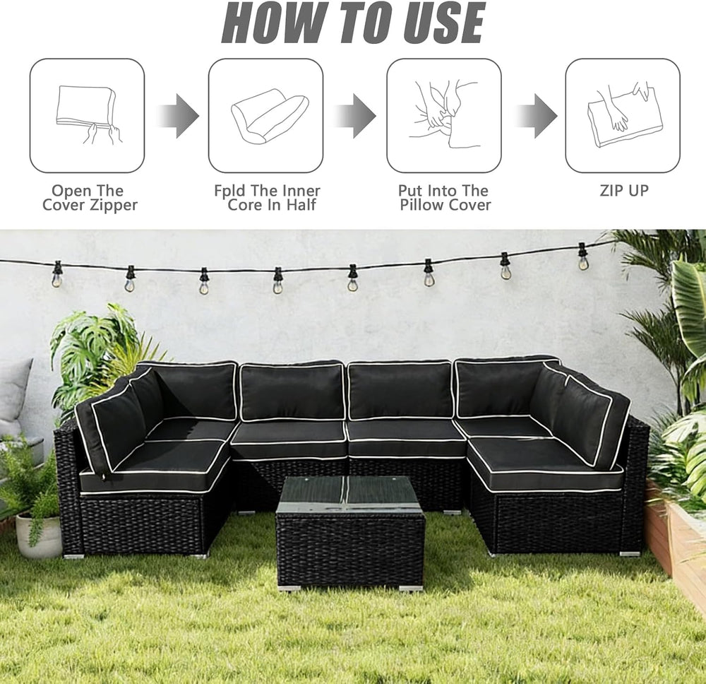 14 Pcs Patio Cushion Covers Replacement Outdoor Couch Cushions Covers Splashp...