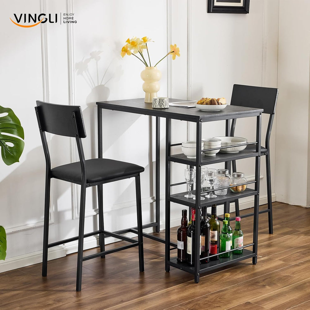VINGLI Dining Table Set for 2, Kitchen Breakfast Counter Height Small 3 Piece...