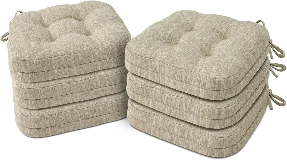 Shinnwa Dining Chair Cushions Set of 6, Dual-Layer Memory Foam Kitchen Chair ...