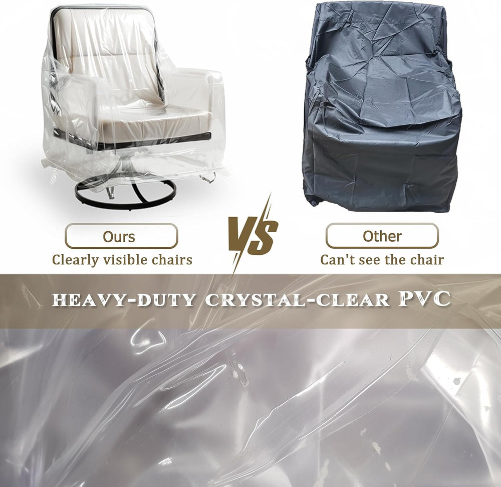 2 Pack Clear PVC Patio Swivel Chair Covers, Waterproof, 33 x 35 x 38.5 In