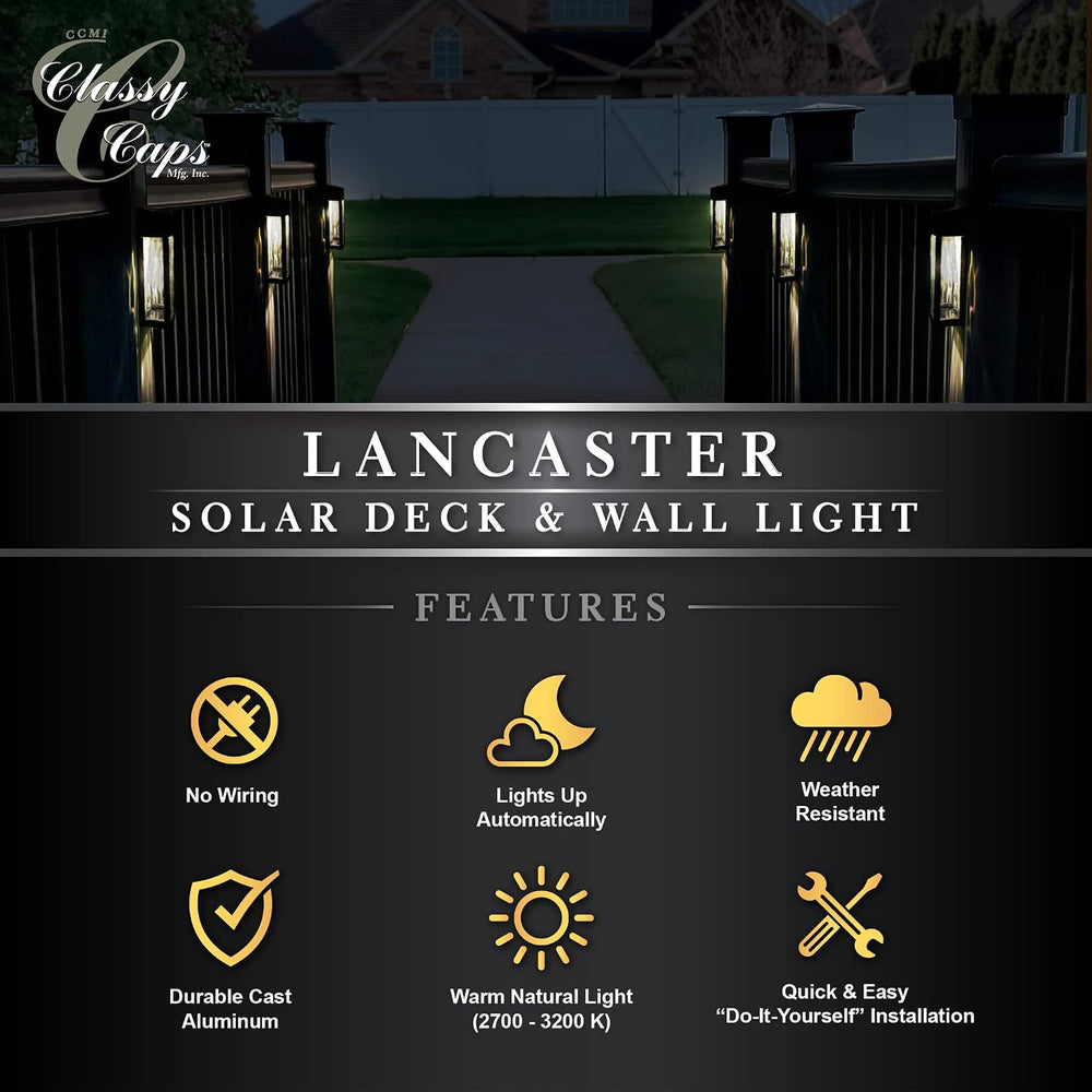 Classy Caps SWL888 - Black Aluminum Lancaster Deck & Wall Light (2 Pack) ...