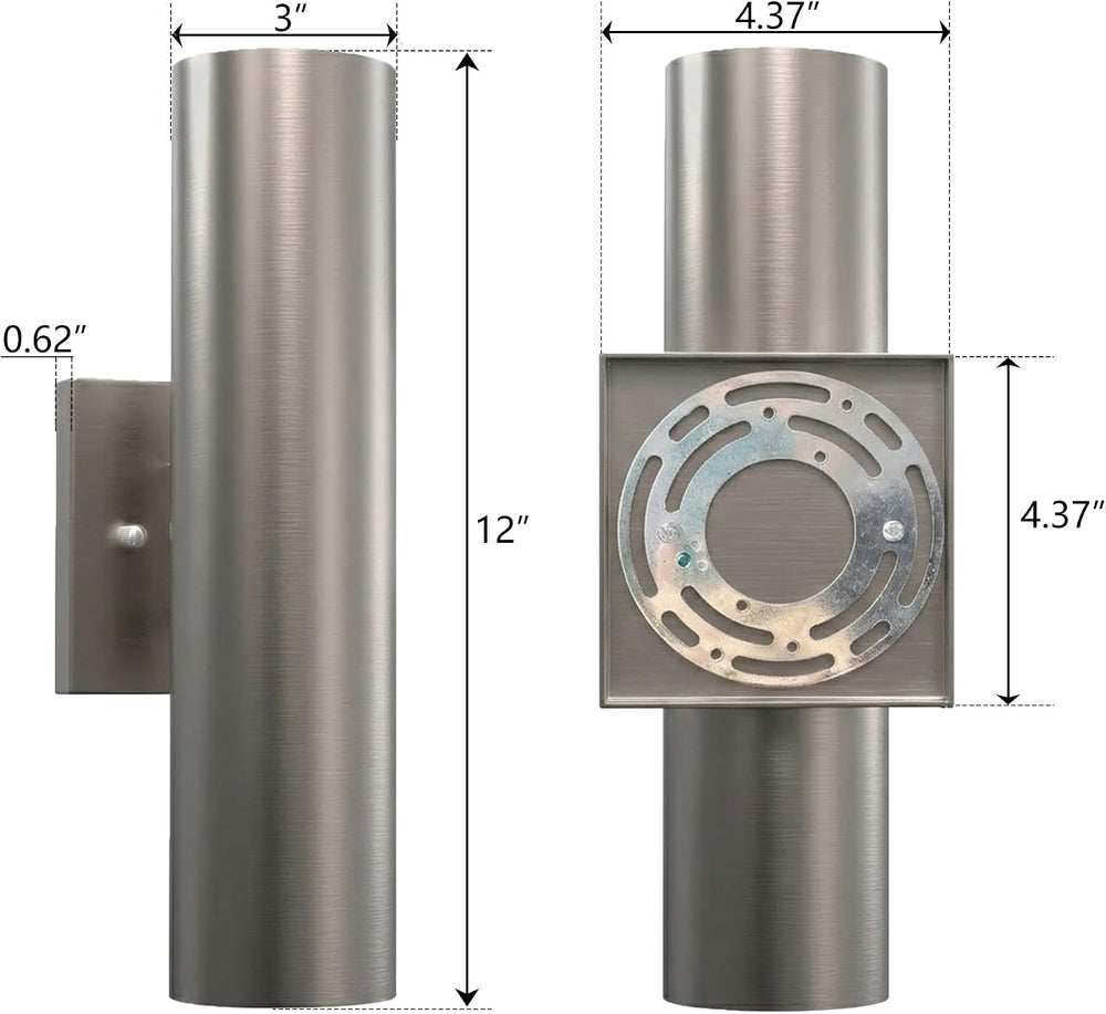 12in Aluminum Up and Down LED Porch Light Super Bright 3000K, 2P