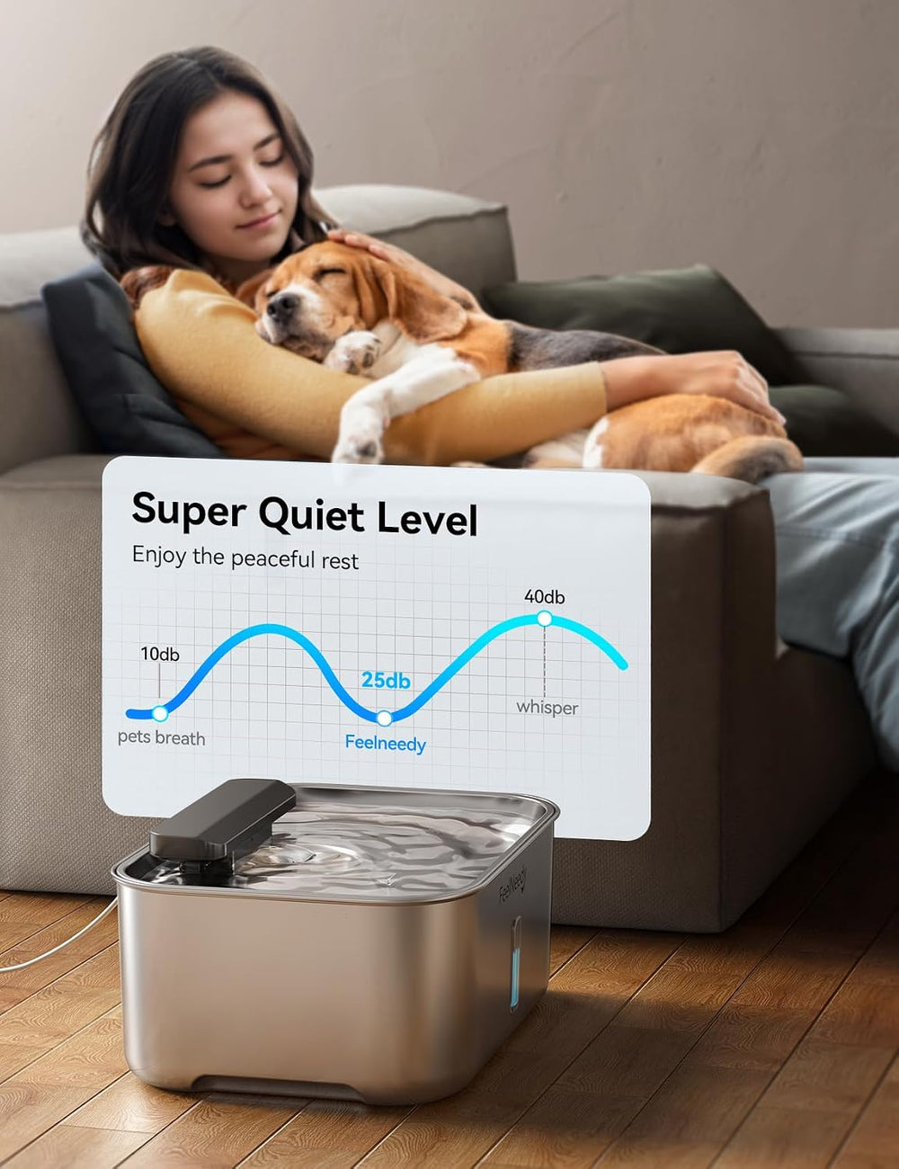 FEELNEEDY 3 Gal Stainless Steel Dog Water Fountain for Large Dog, Pet Water F...