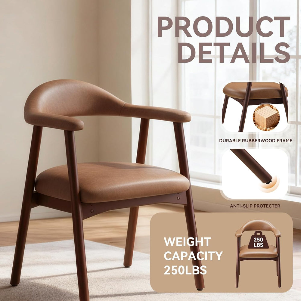MALOL Leather Dining Chair with Armrest Set of 6, Upholstered Dining Room Cha...