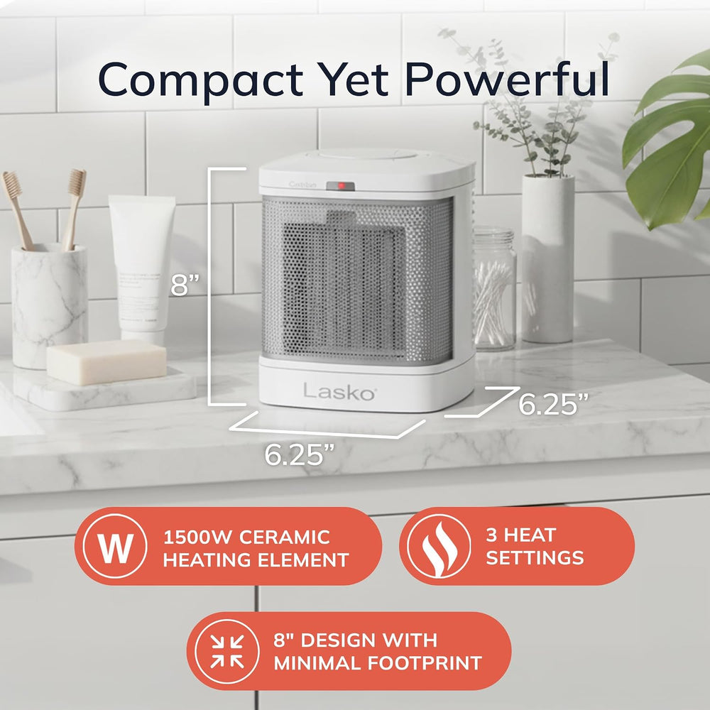 Lasko Electric Ceramic Space Heater for Bathroom - 8” - CD08200 - White