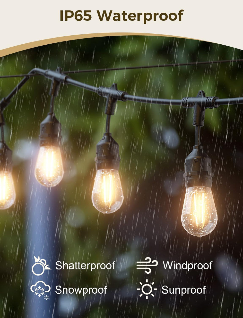 XMCOSY+ Outdoor String Lights,72.5FT Smart Dimmable Edison Bulb Patio Light