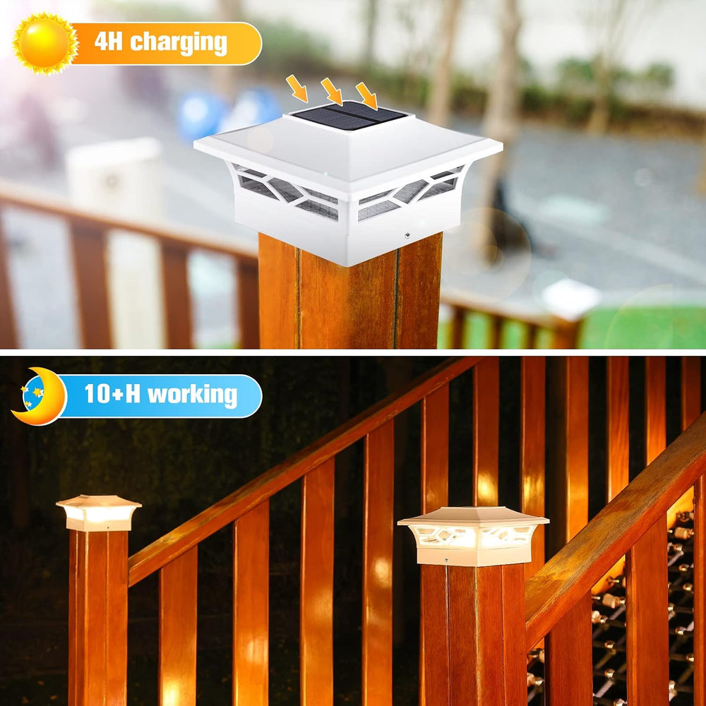 VOLISUN 6Pack Solar Post Cap Lights, 2 Color Modes Deck Lights, White