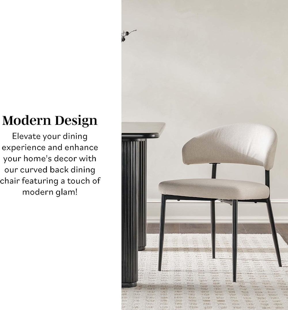 Walker Edison Modern Curved Back Upholstered Dining Chair with High-Performan...