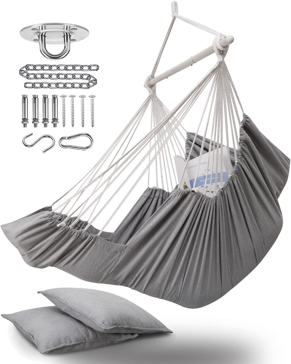 ADVOKAIR Hanging Hammock Chair Large Swing Chair with Foot Rest and Hardware,...