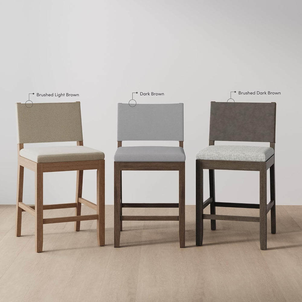 Nathan James Linus Modern Upholstered Counter Height Bar Stool with Back and ...