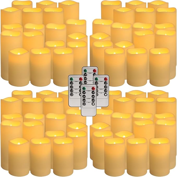 pliadvbu Flameless LED Candles 72 Pack, Outdoor Realistic Waterproof Votive C...