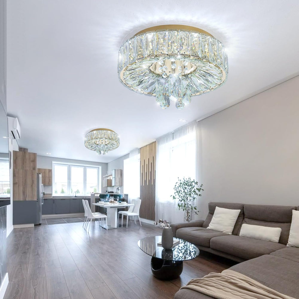 Mini Chandelier Modern Crystal Chandeliers for Hallway LED Flush Mount Ceilin...