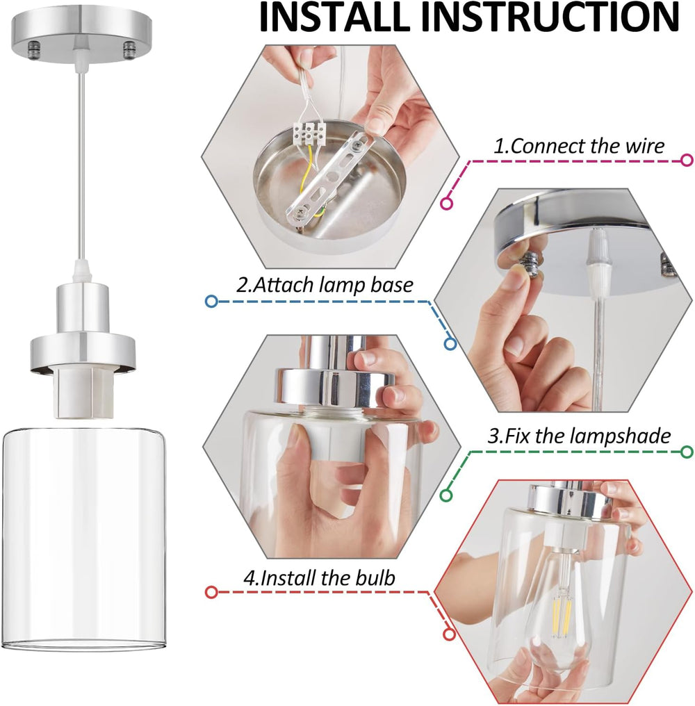 WimiSom Industrial Pendant Lighting, Modern Glass Shade Pendant Lights