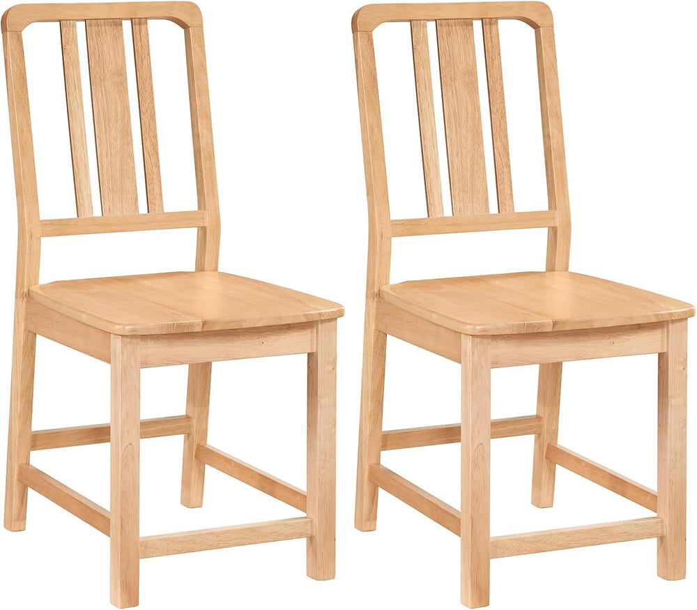 GIANTEX Wood Dining Chairs Set of 2, Natural Wooden Style,Hollowed Backrest