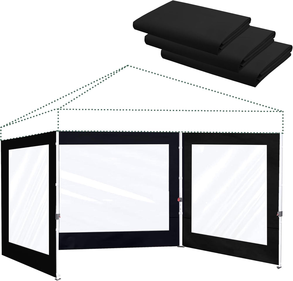 Clear Canopy Sidewalls for 10x10 Pop Up Tent, Black