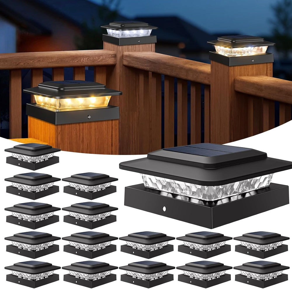 kolpop 4x4 Solar Post Cap Lights Outdoor 16Pack- 3 Color Temperatures& 2 ...