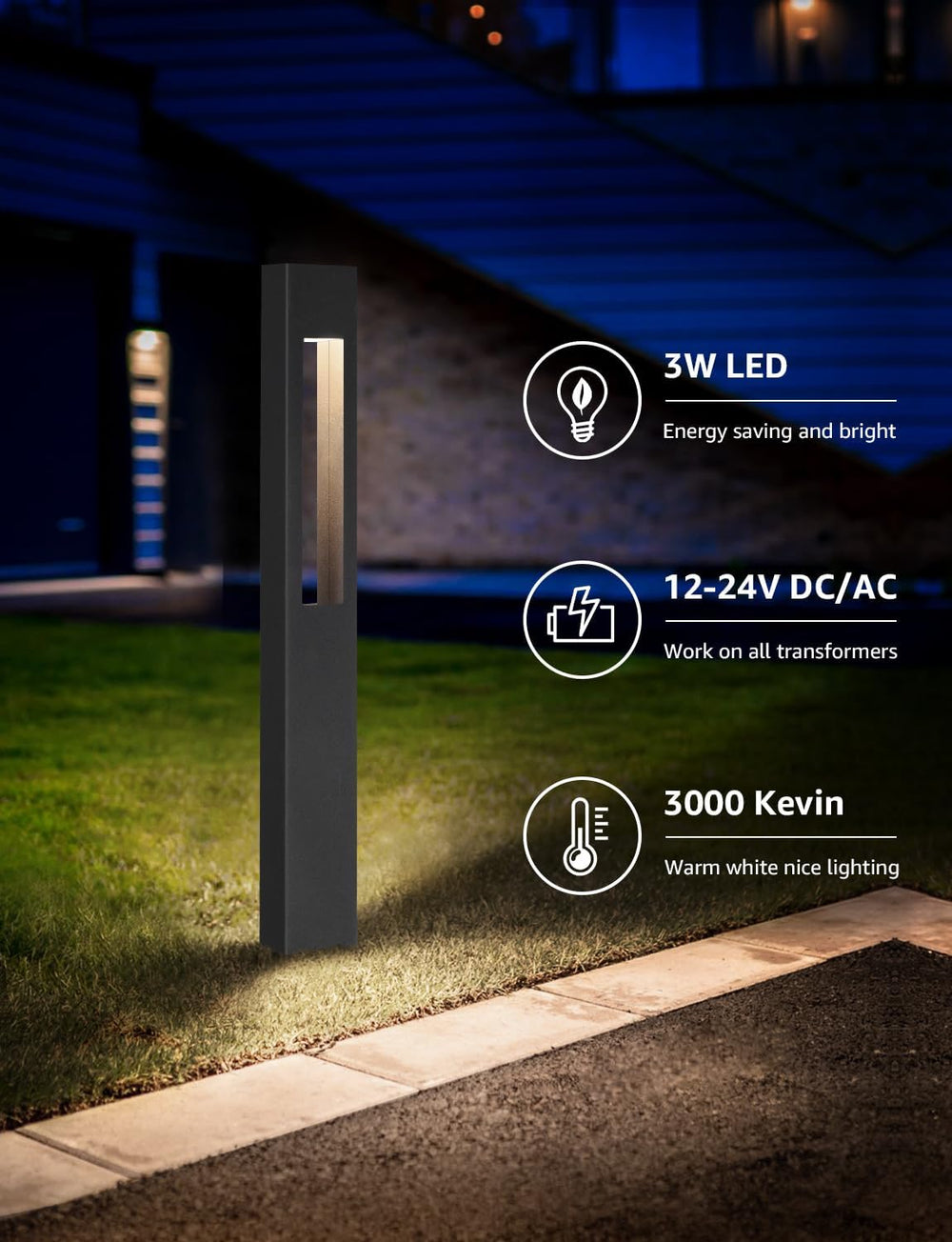 SUNVIE LED Low Voltage Landscape Lights 3W Pathway Lights Low Voltage 12-24V ...