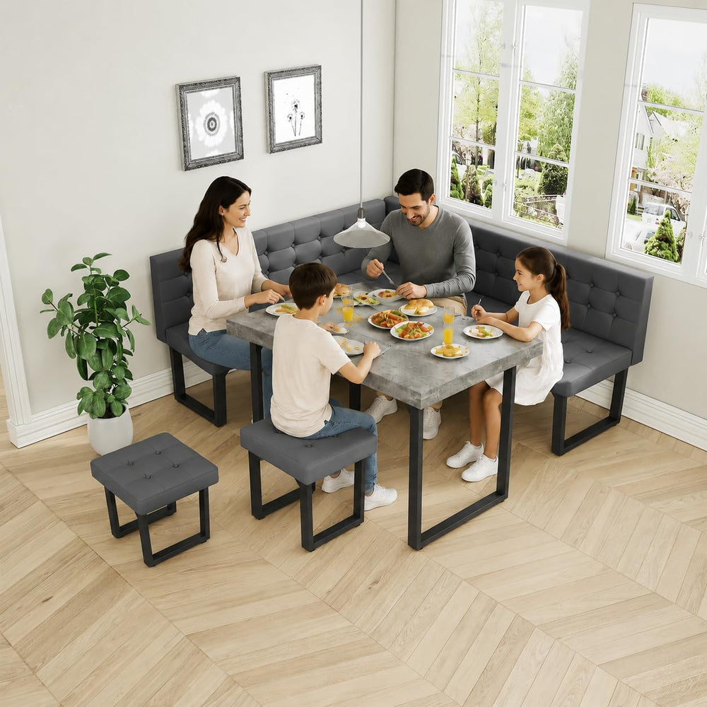 XIAO WEI Corner Dining Table Set for Small Spaces, 72 Inch Breakfast Nook wit...