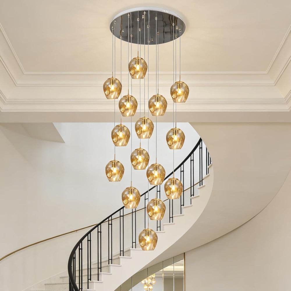 Long Chandeliers for High Ceilings,Modern Crystal Balls Pendant Light,Globe R...