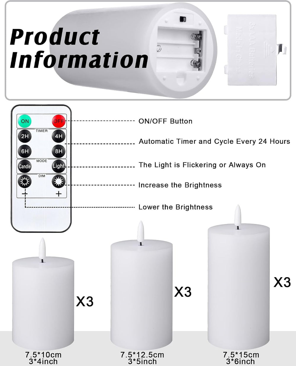 VIHOSE 9 Pack White Flameless Candles Set with Remote and Timer Flickering Fl...