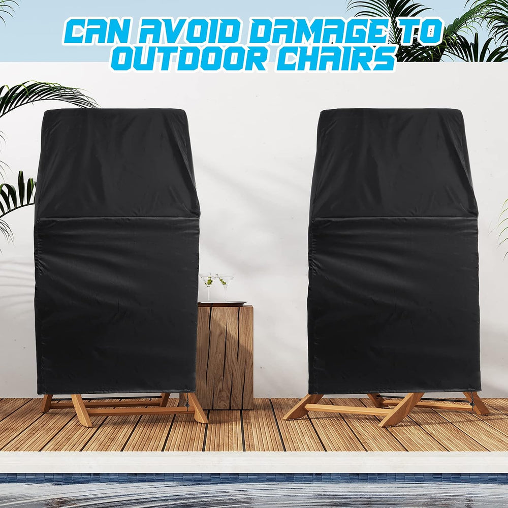 8 Pcs Black Outdoor Chair Cover Waterproof Stacking Patio Chair Cover