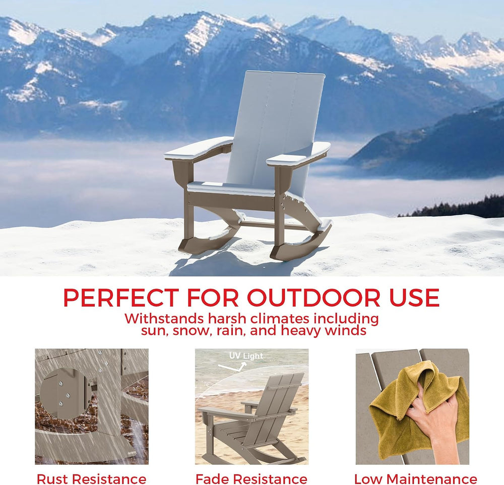 Costaelm Outdoor Adirondack Chair, All Weather Resistant Lawn Chairs Balcony ...