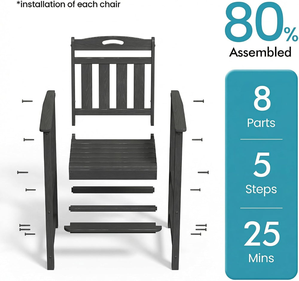Ciokea Bar Height Adirondack Chair, 380lbs Heavy Duty Tall Bar Chair Patio St...