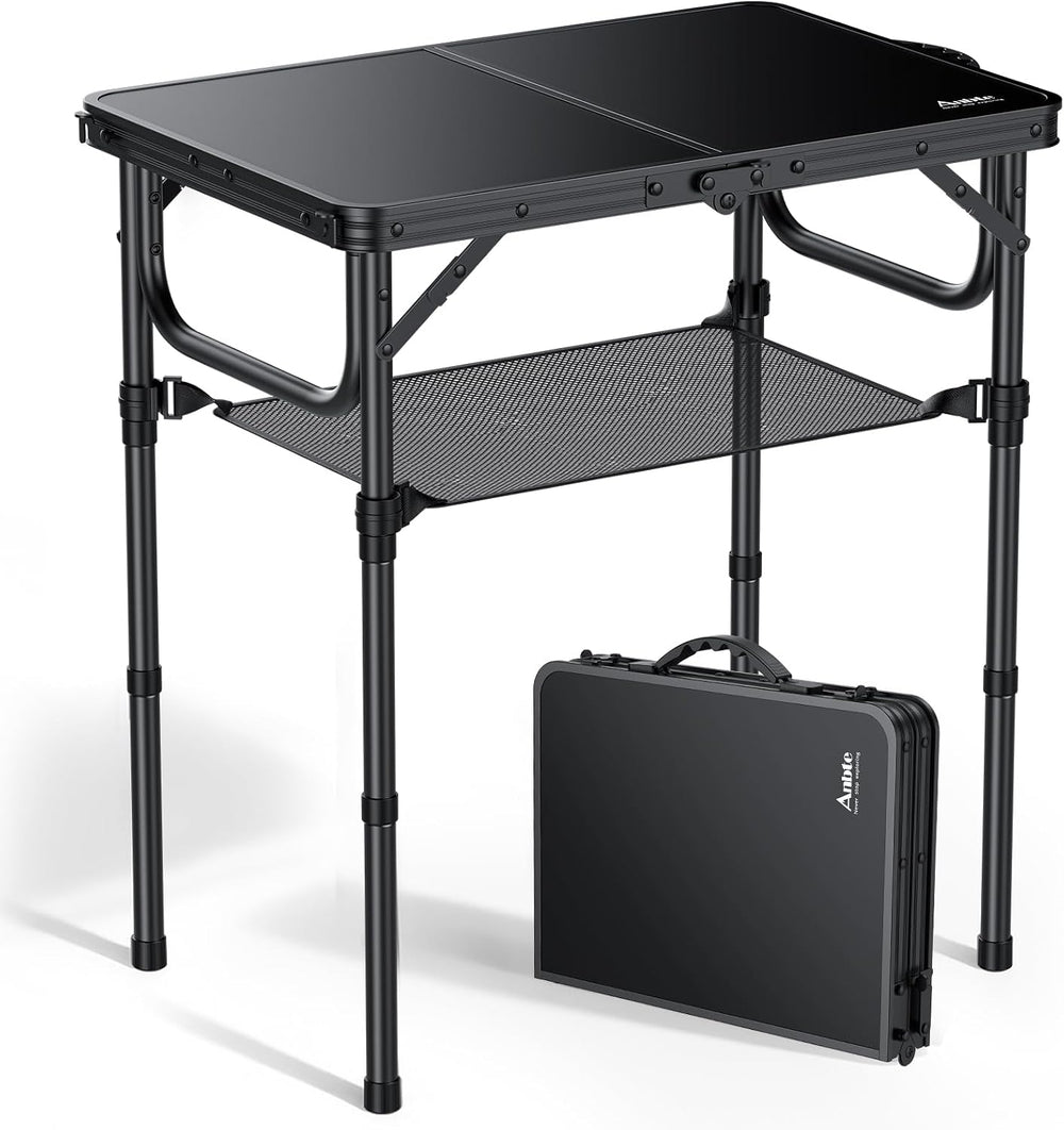 Anbte 2ft Folding Camping Table, 3 Adjustable Heights Small Folding Table