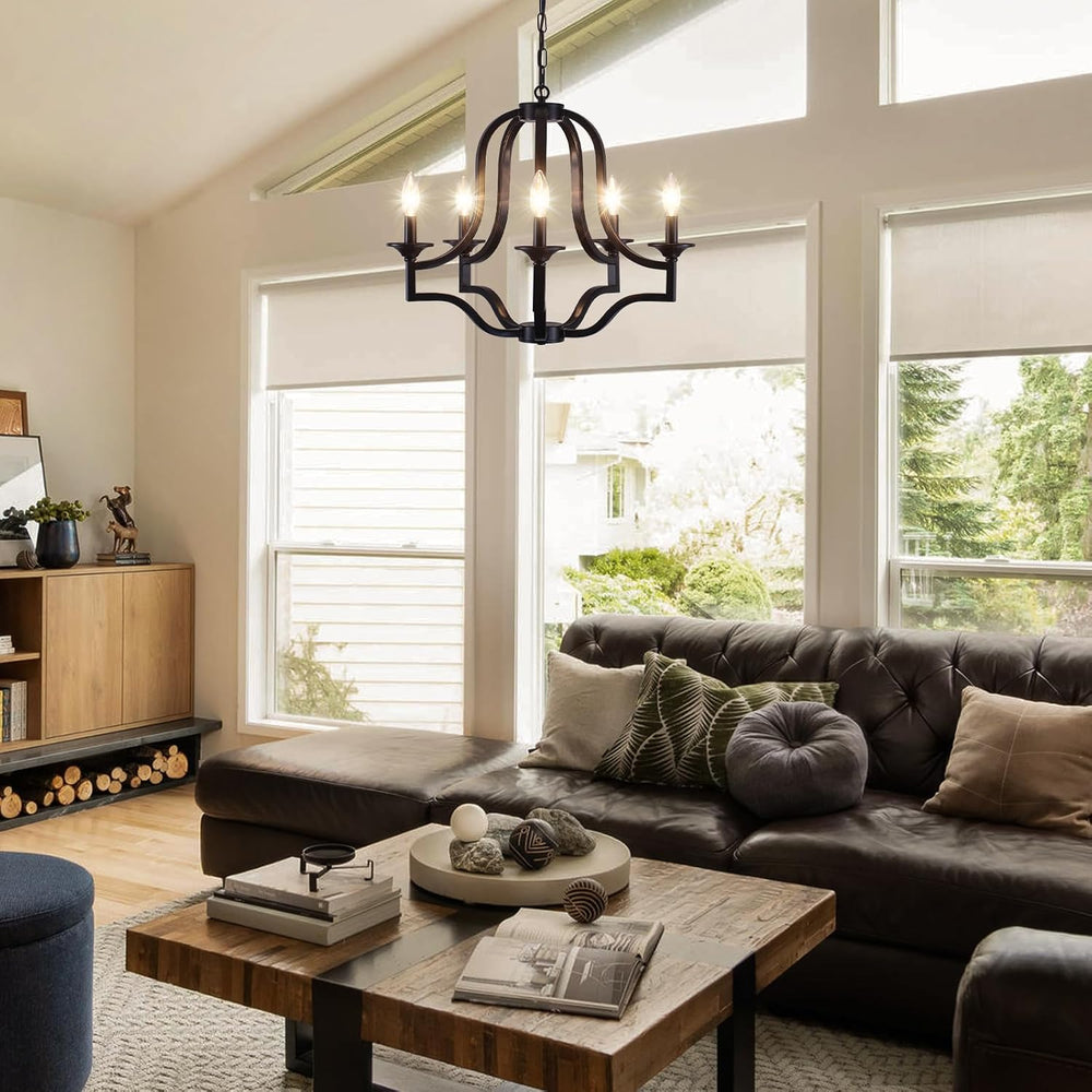 Black Chandelier Light, Modern Farmhouse Chandeliers for Dining Room Light Fi...
